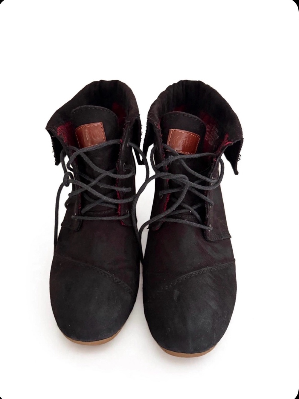 Mad Love Shelby Lace-Up Desert Wedge Booties.